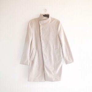BoohooMAN Beige Overcoat Men's XS Minimal Warm Blend Coat